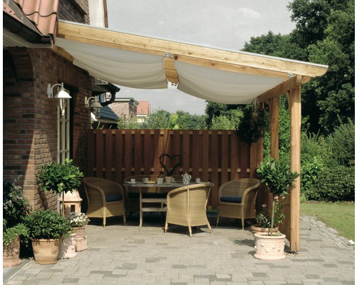 Terrasse avec pavillon en bois et coin salon