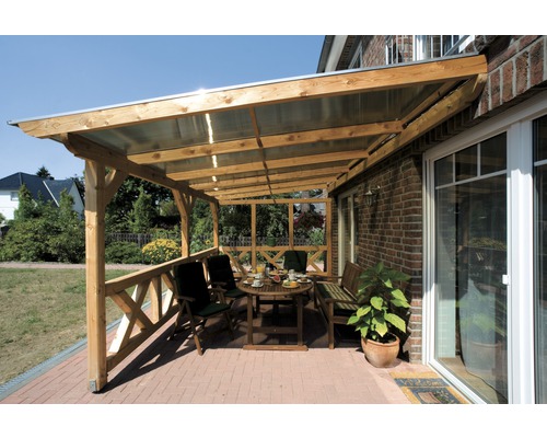Paroi latérale croix de Saint-André SKAN HOLZ 255x209 cm douglasie, nature Terrasse en bois couverte avec meubles sur sol en briques