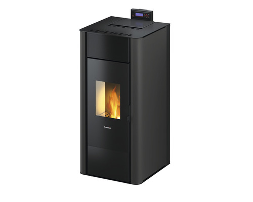 Poêle à pellets noir avec fenêtre de visualisation et commande numérique