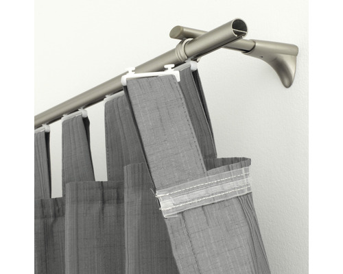 Tringle à rideaux avec rideaux gris et système d''accroche