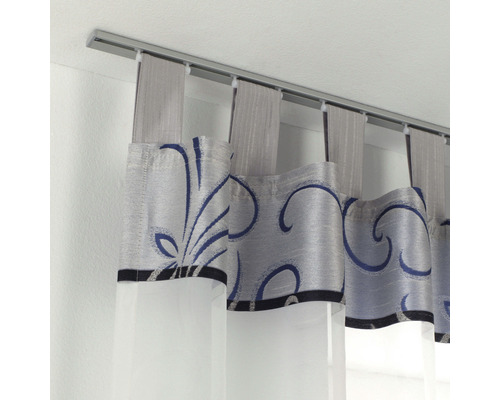 Rail de rideau avec rideau suspendu à motif