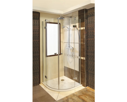 Douche ronde Schulte MasterClass rayon 550 mm 900x900 mm en verre véritable, transparent, clair, aspect chrome