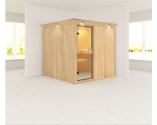 Sauna modulaire Karibu Rodina sans poêle, avec couronne