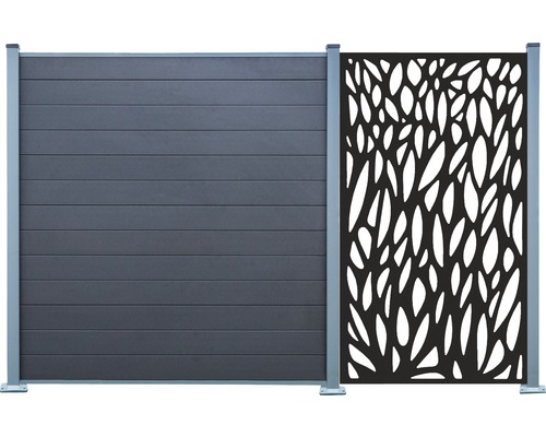 Clôture de jardin avec des éléments opaques et un élément décoratif