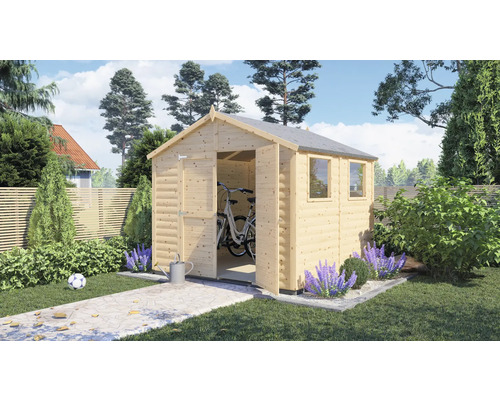 Gerätehaus Konsta Blockhaus XL 19 mm mit Fussboden 258 x 251 cm natur