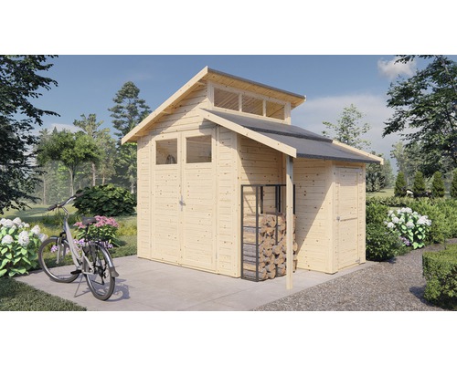 Gerätehaus Konsta Studio Set 2 mit Fussboden 328 x 240 cm natur