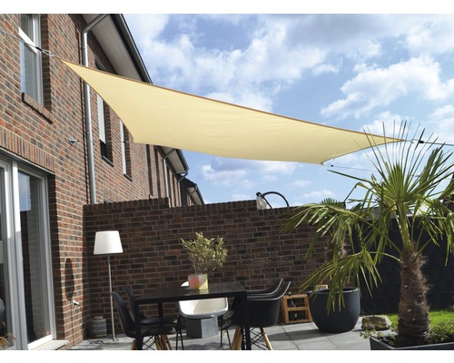 Voile d'ombrage carré PeddyShield 3,0 x 4,0 m, en PES hydrofuge et coupe-vent 200 g/m², ivoire Voile d'ombrage carré PeddyShield 3,0 x 4,0 m, en PES hydrofuge et coupe-vent 200 g/m², ivoire