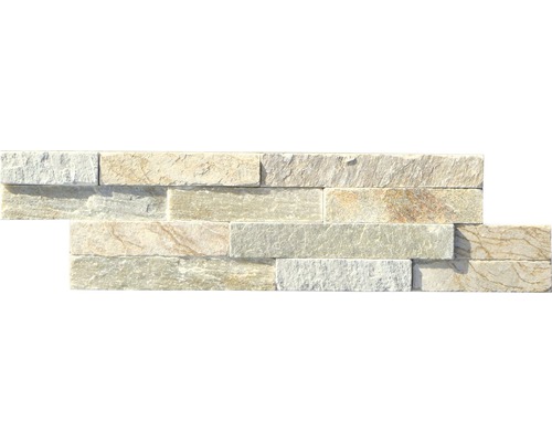 Pierre de parement quartzite beige-multicolore, 10x40 cm