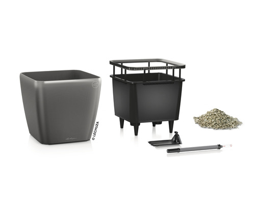 Pot de fleurs avec système d''irrigation, indicateur de niveau d''eau et granulés de plantation