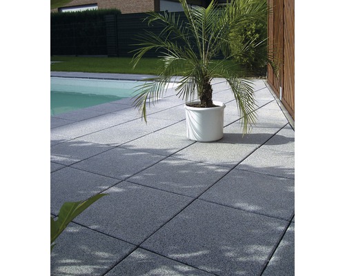 Dalle pour terrasses en béton Cassana quartz-grise 40 x 40 x 4 cm