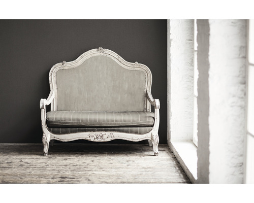 Canapé deux places avec cadre en bois blanc antique et rembourrage rayé
