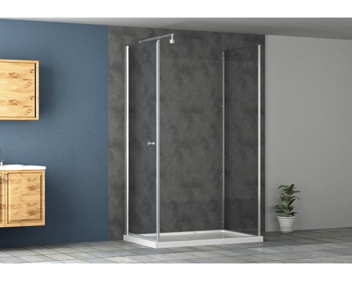 Cabine de douche d''angle avec receveur de douche dans la salle de bain