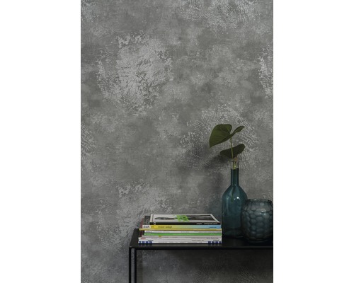 Papier peint décoratif gris avec effet d''usure en intérieur