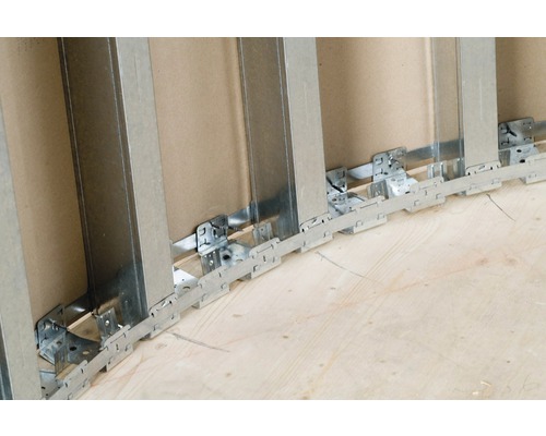 Ossature métallique pour aménagement intérieur avec pièces de montage correspondantes.