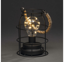 Lampe de table décorative avec cage métallique et ampoule avec guirlande lumineuse
