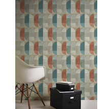 Papier peint avec motif graphique en demi-cercle sur le mur