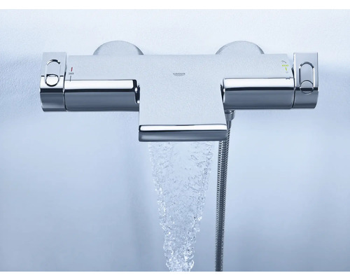 Mitigeur thermostatique apparent avec jet d''eau et logo Grohe