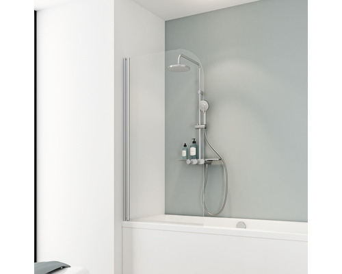 Paroi pliable de baignoire Schulte Komfort 1 pièce 1400x800 mm verre véritable transparent clair alu nature