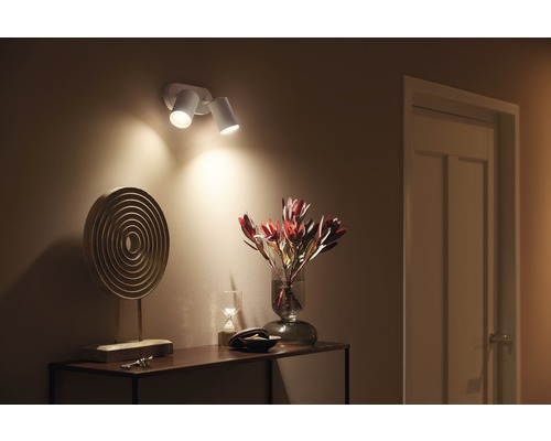 Philips hue LED Deckenspot 2er Spot Fugato White & Color Ambiance dimmbar  2x6,5W 2x350 lm RGB-Farbwechsler warmweiss-tageslichtweiss weiss H 195 mm -  Kompatibel mit SMART HOME by hornbach - HORNBACH