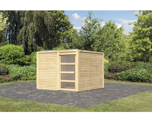 Gartenhaus Karibu Carlson 2 mit selbstklebender Dachfolie 276x276 cm natur