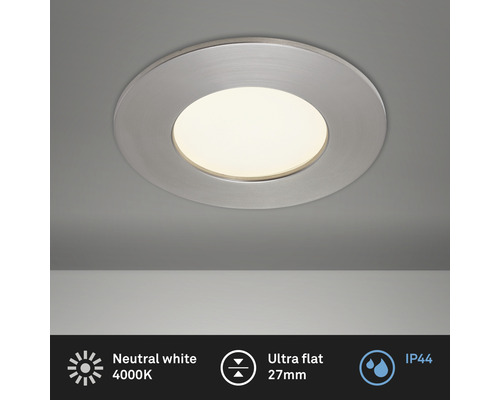 Spot à encastrer LED IP44 5W 450 lm 4000 K blanc neutre nickel mat Ø 85/75 mm 230V