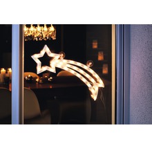 Leuchtender Sternschnuppen-Fensterschmuck mit Saugnäpfen zur Fensterbefestigung.