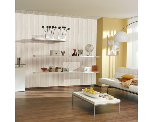 Panneau décoratif Combi XL Laser 12x290x2600 mm Salon avec étagères et papier peint rayé