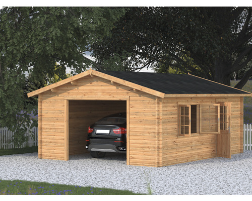 Garage simple Palmako Roger 23.9 m² sans portail 450x550 cm marron