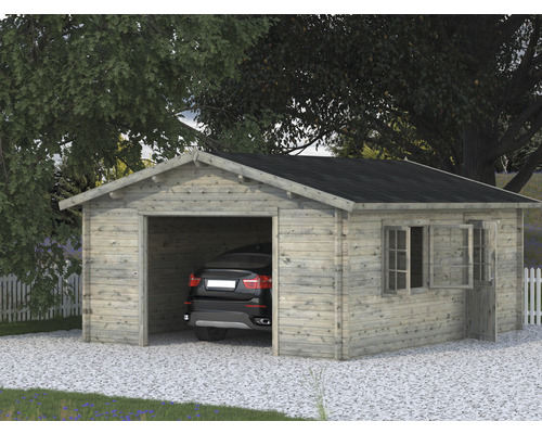 Garage simple Palmako Roger 23.9 m² sans portail 450x550 cm gris