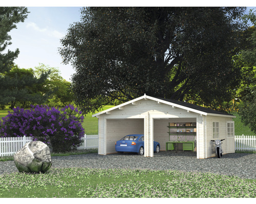 Garage double Palmako Roger 28.4 m² sans portail 575x510 cm imprégné par immersion