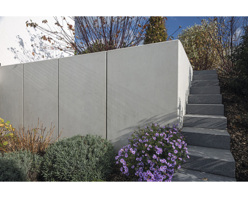 Mur en béton avec escalier dans le jardin