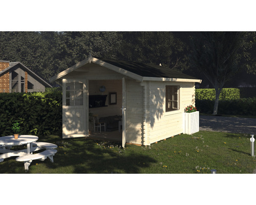 Gartenhaus Palmako Sally 10,2 m² inkl. Fussboden und Vordach 362 x 440 cm tauchgrundiert