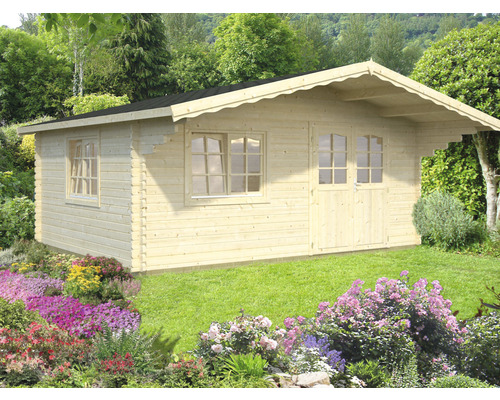 Gartenhaus Palmako Sally 19,1 m² inkl. Fussboden und Vordach 577 x 560 cm natur