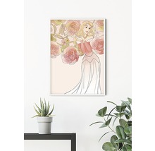 Gerahmtes Wandbild mit Dornröschen-Motiv und Rosenmuster
