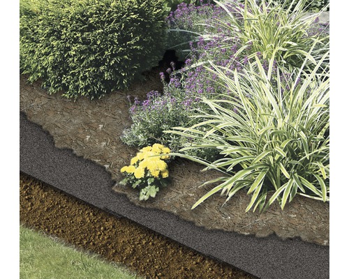 Beet mit Mulch, Unkrautvlies und Pflanzenerde