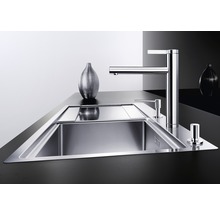 Robinetterie de cuisine haute pression Blanco LINEE acier inoxydable MASSIF mat satiné 517596