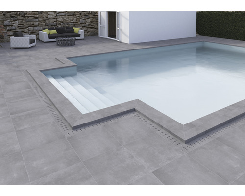 Bordure de piscine Flairstone margelle Modern Dark dalle gris 60 x 15 x 5 cm
