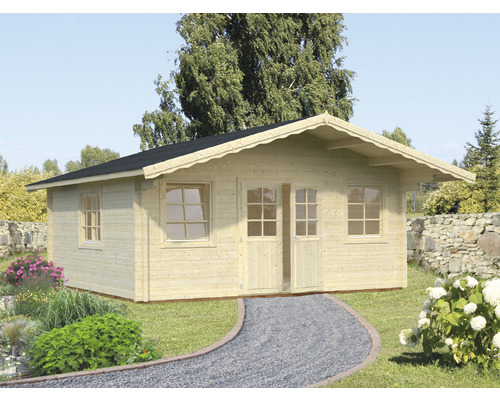 Gartenhaus Palmako Helena 24,6 m² inkl. Fussboden und Vordach 608 x 672 cm natur