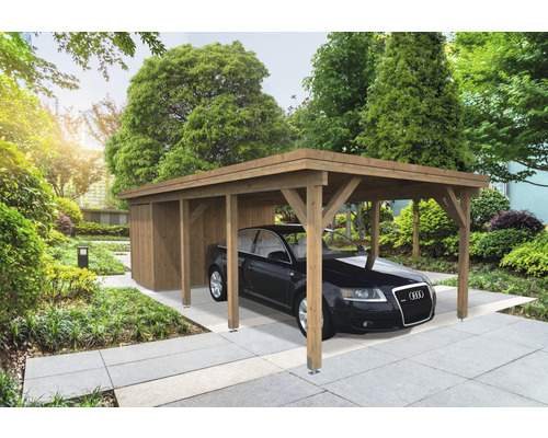 Espace outils Palmako pour carport Karl 23,1 m² 315 x 196 cm marron