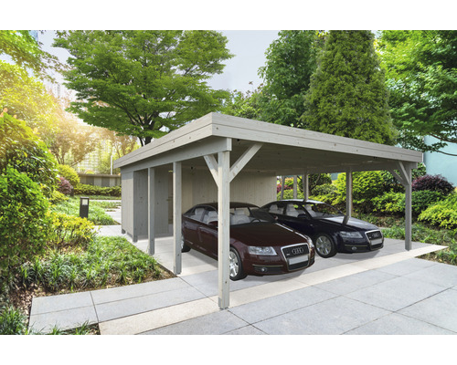 Espace outils Palmako pour carport Karl 40,6 m² 555 x 196 cm imprégné par immersion