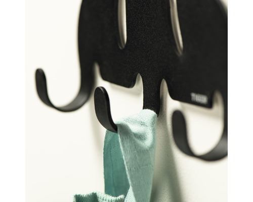 Porte-manteau noir en forme d''éléphant avec tissu