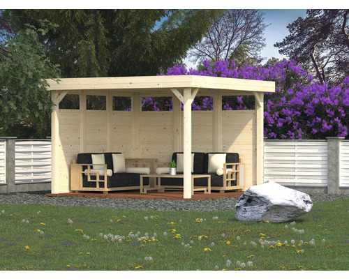 Élément en bois Palmako Pavillon Lucy 12,2 m² 103x230 cm imprégné par immersion Pavillon de jardin en bois avec coin salon