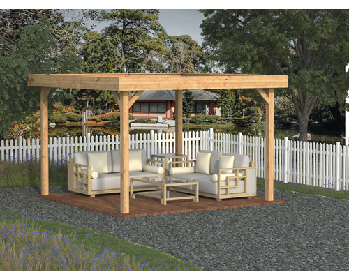 Pavillon Palmako Lucy 12,2 m² 349 x 349 cm tauchgrundiert braun