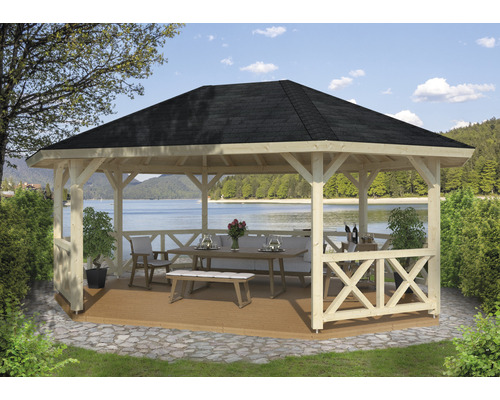 Pavillon Palmako Betty 25,0 m² carré avec garde-corps sans plancher 617 x 467 cm imprégné par immersion