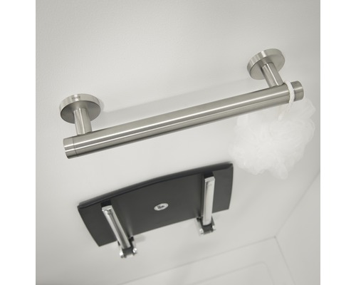 Barre d''appui en acier inoxydable avec siège de douche pour montage mural