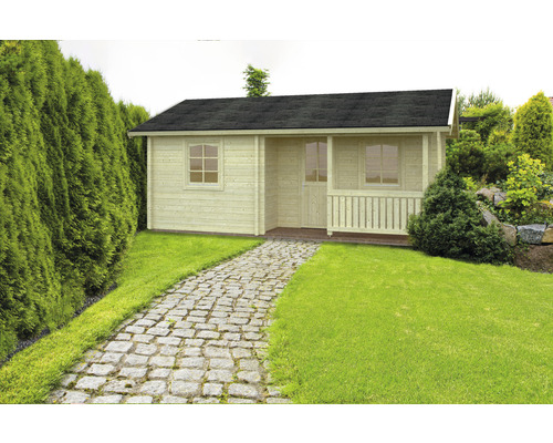 Gartenhaus Palmako Sandra 21,5+3,7 m² inkl. Fussboden, Terrasse und Brüstung 684 x 502 cm natur