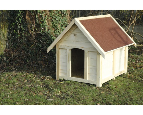 Hundehütte aus Holz mit Dachpappe