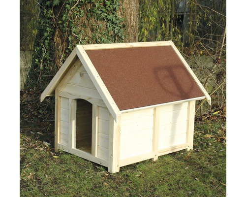 Hundehütte aus Holz mit Dachpappe