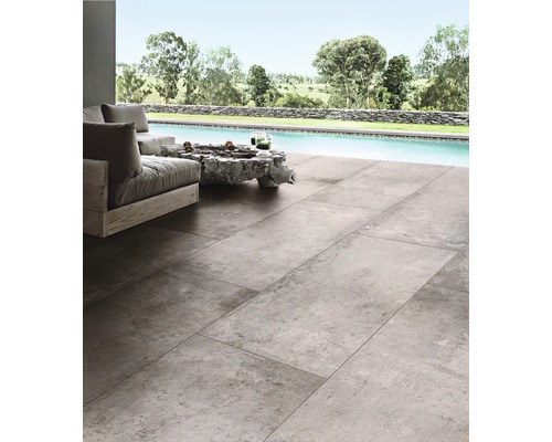 Dalle de terrasse en grès cérame fin FLAIRSTONE Loft greige bord rectifié 120 x 60 x 2 cm