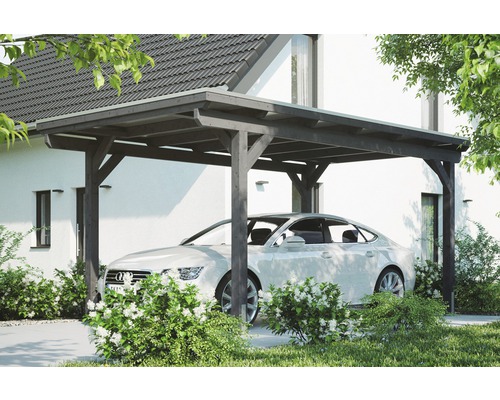 Carport simple Konsta panneaux de toiture en aluminium ancrage H comprise 304x500 cm gris ardoise